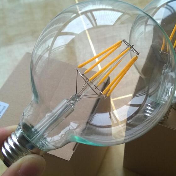 2015 NEW Design E27 E26 B22 Base 4W 6W 8W 10W LED Filament bulbs G95 LED bulb lamp Warm white AC90-240V 10pcs/lot Super bright free shipping