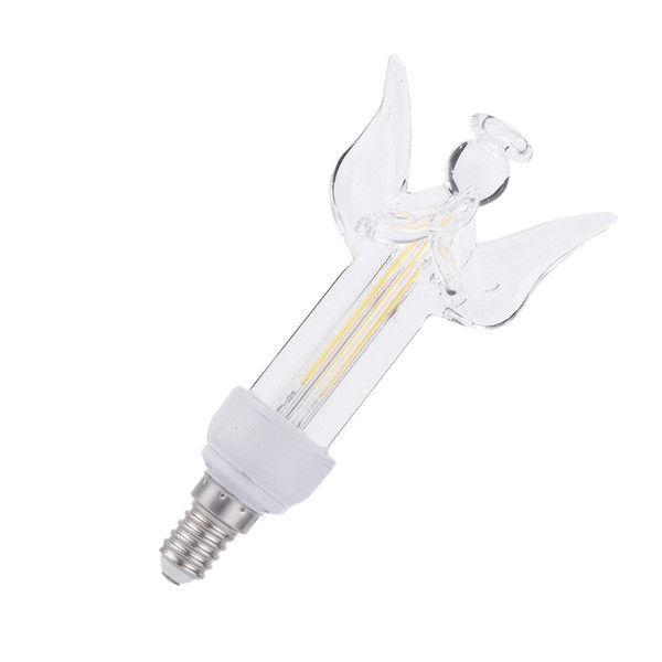 Dimmable LED Filament Candle Light Bulb E26 4W 2700K Warm White Light LED Filament Bulb Angel Shape Clear Glass Novelty Lighting 180V Indoor