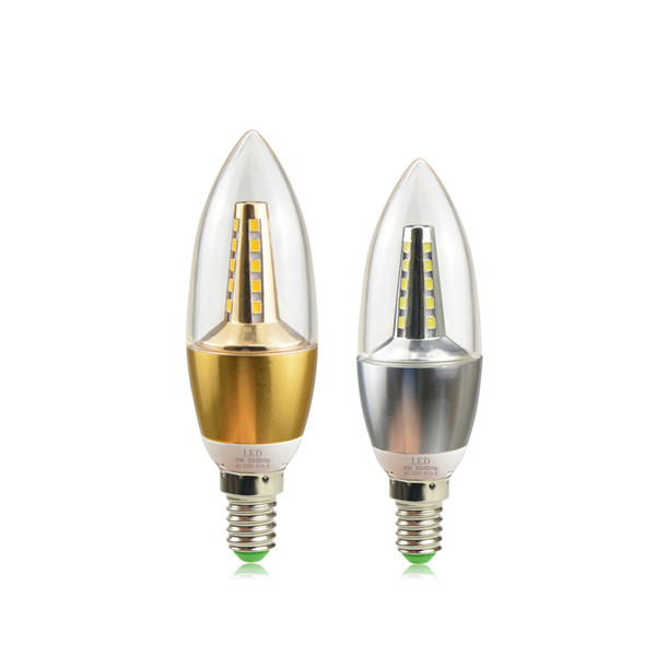 E14 5W 7W LED Candle light Aluminum Body 220V LED lamp 2835SMD Crystal Chandelier 25 / 35 LEDs Spotlight Bulb