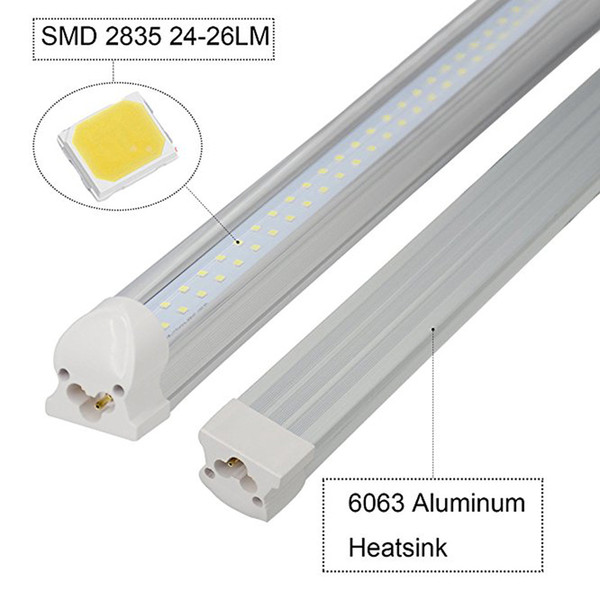 High quality 2.4M 72W T8 LED Tube Light Integrate Double Line/row 110lm/W LED Light Bulb 8ft 8 Foot 2400CM LED Lamp Replacement fluorescence