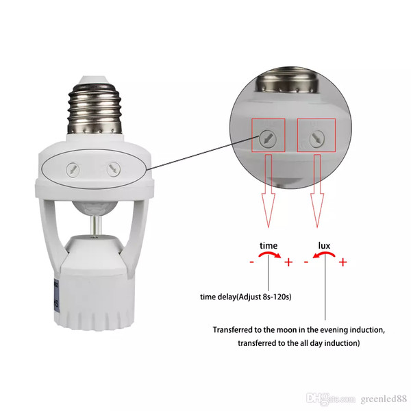 Smart 110V-240V 60W PIR Induction Infrared Motion Sensor E27 B22 LED lamp Base Holder With light Control Switch Bulb Socket Adapter