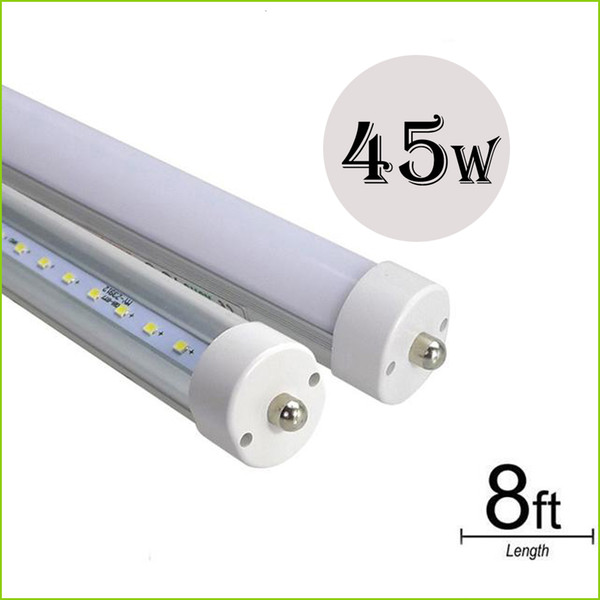 8feet 8ft FA8 LED Tube Single Pin 45W LED Tubes Light Repalcement Fluorescent Tube Lamp 2400MM SMD2835 LED Lighting Bulb light Free shipping