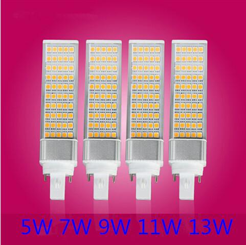 Free shipping New G24 LED pl lamp 13W/11W/9W/7w/5w AC85-265V LED downlight bulb lamp SMD 5050 bright warm white/white