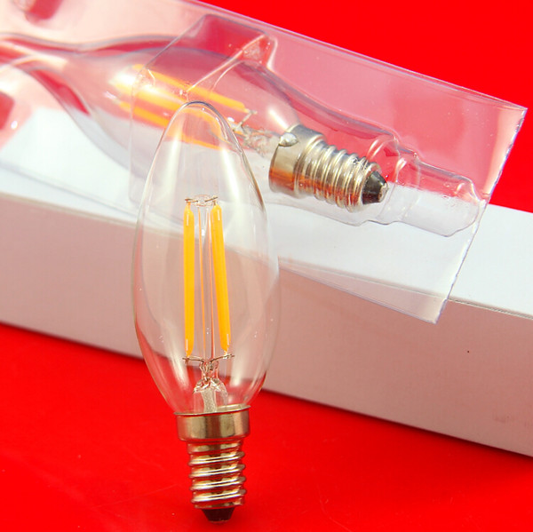 2015 New Arrival Super Brightness E14 5W C35 LED Filament candle bulbs chandelier 2800K AC220V CRI 85 360 Degree Glass Housing 6pcs/lot