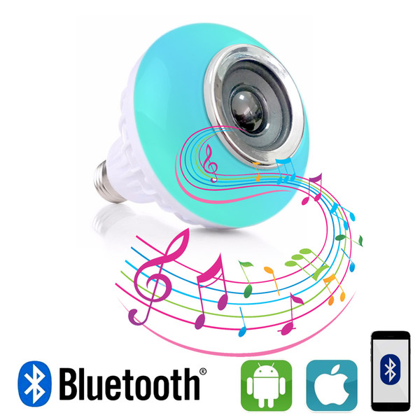 Smart E27 RGB Bluetooth Speaker LED Bulb Light 12W Music Playing Dimmable Wireless Led Lamp with 24 Keys Remote Control