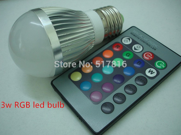 RGB bulb lamp, seven ball steep light, 3 w RGB bulb lamp,Infrared remote control light bulb,Colorful color lamp