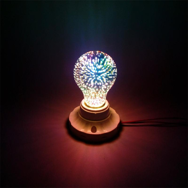 Magic E27 3D Silver Plated Glass LED Colourful Dream Fantasy Fireworks Edison Star Retro Filament Light Bulb A60 for Holiday Christmas Party