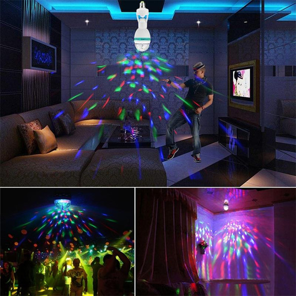 AC 85-265V E27 3W Colorful Auto Rotating RGB LED Bulb Stage Light Party Lamp Disco for DJ Party Club KTV Holiday Light