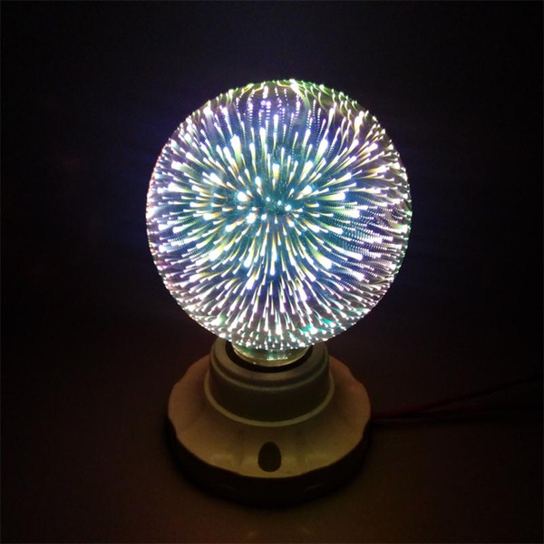 Magic E27 3D Silver Plated Glass LED Colourful Dream Fantasy Fireworks Edison Star Retro Filament Light Bulb G80 for Holiday Christmas Decor