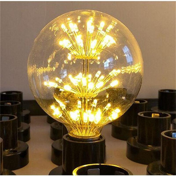 Vintage E27 110V-220V 3W Energy Saving Firework LED Edison Starry Sky Light G80 Globe Lamp Bulb for Cafe Bar Restaurant Clothes Shop Decor