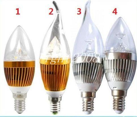 3W E12 E27 E14 Silver/Golden Led Candle Bulbs Lights Warm/Cool White High Bright Led Spot Lights 85-265V free shipping