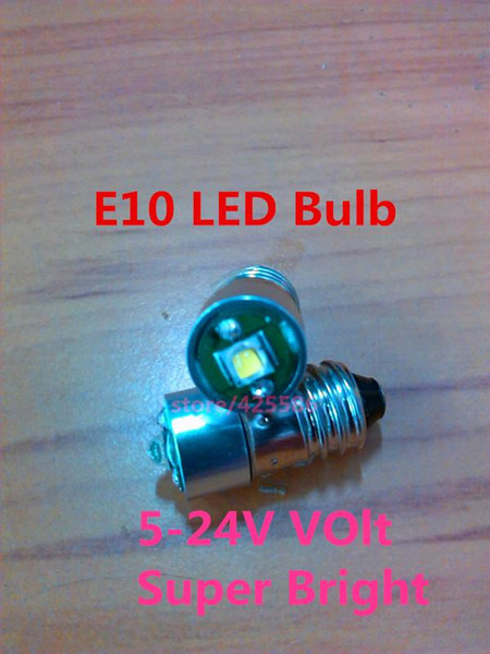 Free Shipping e10 led 3w 3V-18V spiral Lamp holder led e10 6v 12v 15v 18v 24v general screw base led flashlight bulb 24V