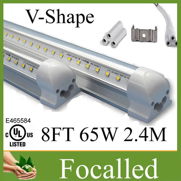 New Brand T8 led tube light 65w 6300lm AC90-260V Double sides integrated led tube light 270 beam angle naturel white 4500k UL CE Free FedEx