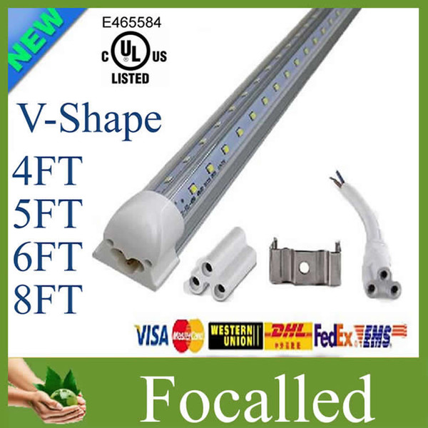 NEW Integrated 1.2-2.4m 4ft 5ft 6f 8ft 65W Led T8 Tube Lights SMD2835 192 Leds High Bright Warm/Cool White Frosted/Transparent Cover 85-265V