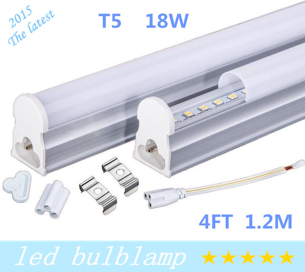 DHL + 2015 Top Quality integrated T5 LED Tube 1200mm 18Watt 4ft AC110-240V 96leds 2200LM, Fedex Free shipping