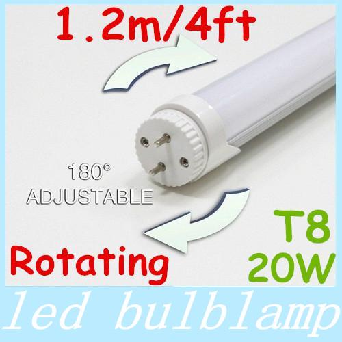 CE ROHS New Rotating Base 1.2m 4ft LED T8 Tube Light 20W 2000lm Warm/Natrual/Cool White Led Rotatable Tube Light 85-265V