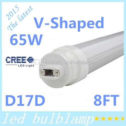 Rotating R17D Cooler Door Led Tube 8FT 65W Dual Rows 270 Angle V-Shaped Led Light Tube AC 85-265V + UL Listed