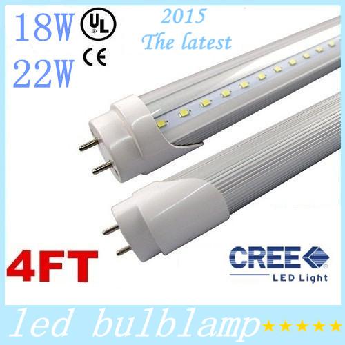 DHL T8 4ft Led Tubes 1200mm 18W 22W Led Lights Tubes 96LEDs SMD2835 Led Fluorescent Lamp AC 85-265V + CE ROHS UL