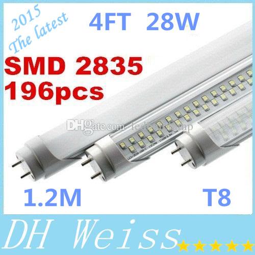 DHL + T8 4FT 28W Led Tubes Light 22lm/SMD 196pcs SMD 2835 High Brightness Warm/Natural/Cool White 85-265V