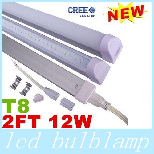 Super Bright 12W 2ft 0.6m T8 Integration Led Tubes Light Fluorescent Lamp AC 110-277V Warm/Natural/Cool White 2835 SMD 20lm/SMD