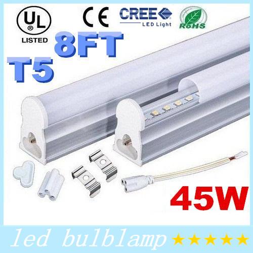 New Arrival 45W T5 Integrated Led Tubes Lights 8ft 2.4m 2400mm Super Bright SMD 2835 Led Fluorescent Tubes Lights AC 85-265V DHL