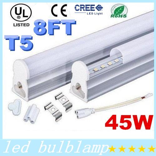 New Arrival 45W T5 Integrated Led Tubes Lights 8ft 2.4m 2400mm Super Bright SMD 2835 Led Fluorescent Tubes Lights AC 85-265V