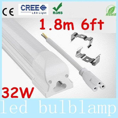 Certification 1.8m 6ft Integrated T8 Led Fluorescent Tube Lights SMD 3014 Super Bright 32W 3100lm Warm/Natural/Cool White AC 110-277V