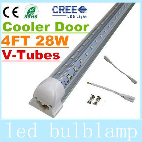 Cooler Door T8 Led Tube Lights Integrated 4FT 1200mm Fluorescent Tubes Light V-Shaped Transparent Cover AC 110-277V