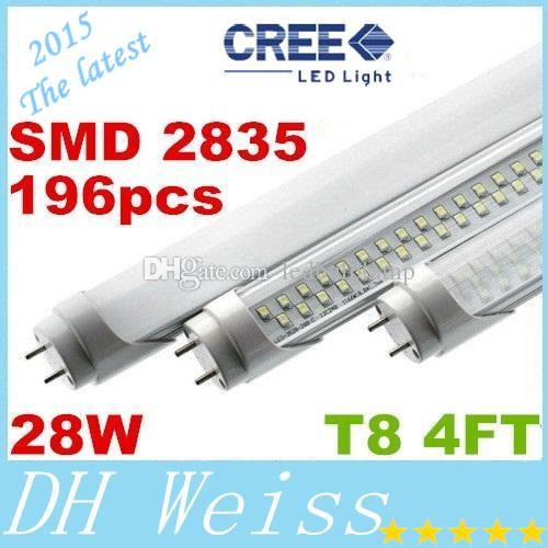 DHL T8 1.2m Led Tube Lights 28W 3200lm Led Fluorescent Tube Lights 196pcs SMD 2835 Warm/Natural/Cool White 85-265V