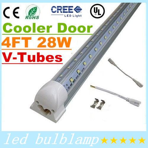 Cooler Door T8 Led Tube Lights Integrated 4FT 1200mm Fluorescent Tubes Light V-Shaped 270 Angle Transparent Cover AC 85-265V