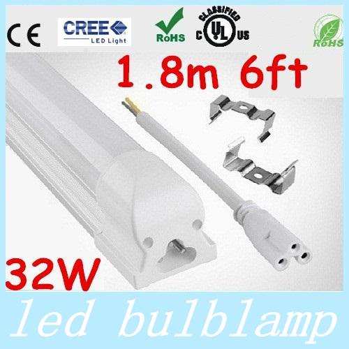 UL Certification 1.8m 6ft Integrated T8 Led Fluorescent Tube Lights SMD 2835 Super Bright 32W 3100lm Warm/Natural/Cool White AC 110-277V