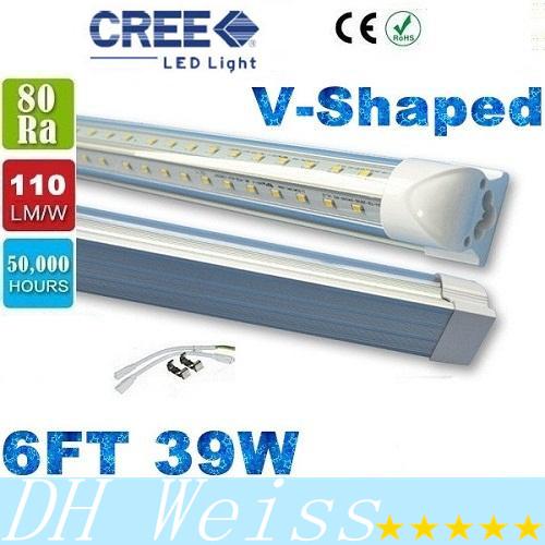 CREE Super Bright 39W V-Shaped 6FT T8 Led Tube Lights Cooler Door Integrated Led Fluorescent Tubes Light 110-277V