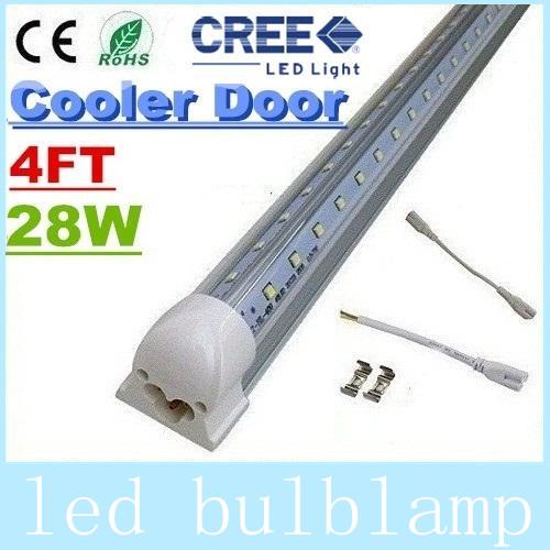 V-Shaped T8 4FT Cooler Door Led Tube Lights 28W 2800lm Integrated Warm/Natural/Cool White AC 110-277V Transparent Cover