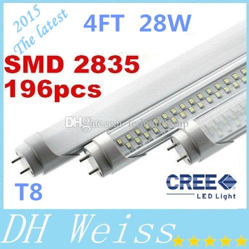 28W 1.2m T8 G13 Led Tube Lights High Brightness 196pcs SMD 2835 4FT Led Fluorescent Tube Light Warm/Natural/Cool White DHL