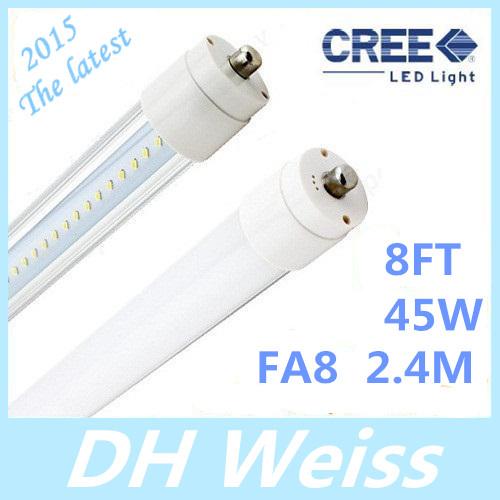 CE ROHS 45W 8ft T8 Led Tube Lights Single Pin FA8 2.4m 2400mm SMD 2835 Led Fluorescent Tubes Lights ac 85-265V