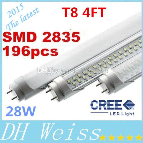 Super Bright 28W 4FT T8 Led Tube Lights 3200lm 196pcs SMD 2835 G13 Led Tube Lights Warm/Natural/Cool White AC 110-277V DHL