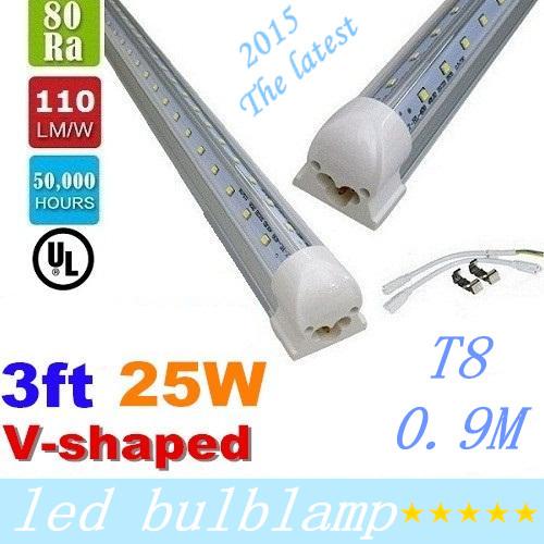 3ft V Shaped Led Lights Tubes T8 25W 900mm Cooler Door Led Tubes 270 Angle Transparent Cold White AC 85-277V UL