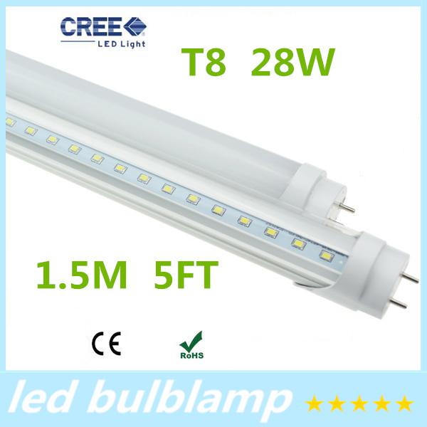 High Quality Super Bright UL ETL Listed 2400lm Pure White 6000K 85-265V T8 LED Tube Light 1500mm 5ft 28W LED Tubes DHL