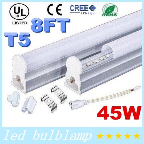 45W 8ft T5 Led Tubes Lights 2.4m Integrated 192pcs SMD 2835 Led Fluorescent Lamp 100lm/W AC 85-265V Warm/Natrual/Cold White