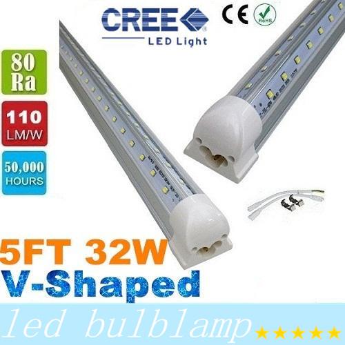 32W Cooler Door V-Shaped 5FT T8 Led Tube Lights 270 Angle Double Glow SMD 2835 Fluorescent Tubes Light AC 110-277V