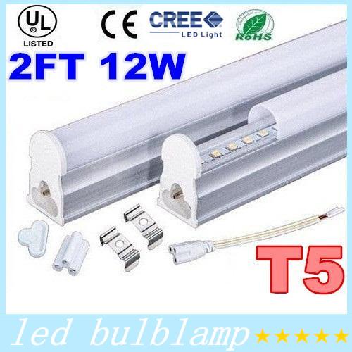 T5 12W Led Tubes Light 0.6m 2FT Integrated T504 Led Fluorescent Tubes Lamp 48pcs SMD 2835 Cold/Natrual/Warm White AC 85-277V