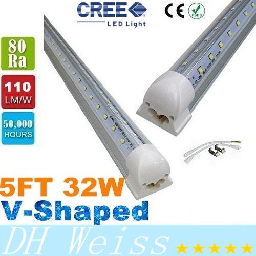 32W Cooler Door V-Shaped 5FT T8 Led Tube Lights 270 Angle Double Glow SMD 2835 Fluorescent Tubes Light AC 110-277V DHL