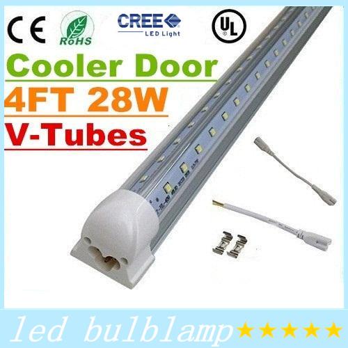 28W 4FT Cooler Door T8 Led Tube Lights V-Shaped Integrated Led Fluorescent Lamp 270 Angle 2800lm Warm/Cool White AC85-265V transparent cover