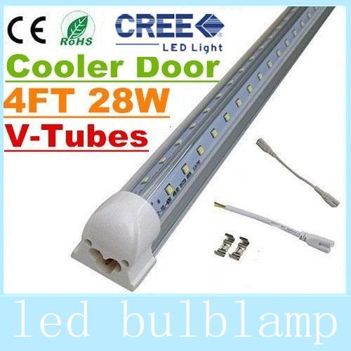 28W 4FT Cooler Door T8 Led Tube Lights V-Shaped Integrated Led Fluorescent Lamp 270 Angle 2800lm Warm/Cool White 85-265V