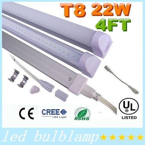 CE ROHS UL 4ft Integrated 22W T8 Led Tubes Lights 1.2m 1200mm SMD 2835 Led Fluorescent Lamp AC 110-240V DHL