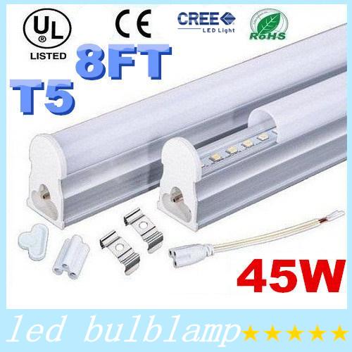 New Arrival 45W T5 Integrated Led Tubes Lights 8ft 2.4m 2400mm Super Bright SMD 2835 Led Fluorescent Tubes Lights AC 85-277V ROHS