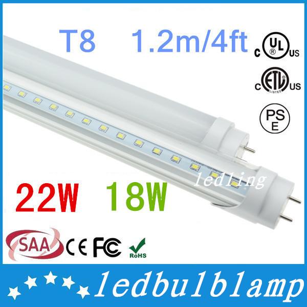 LED Tubes 4ft 1.2m T8 Led Tube Lights High/Super Bright 18W 22W Warm/Natural/Cool White Led Fluorescent Tube Lamp AC85-265V