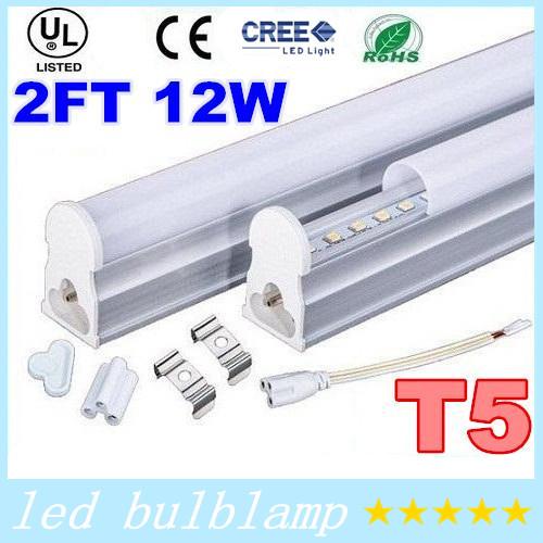 T5 2FT Led Tubes Light 0.6m Integrated 12W Led Fluorescent Tubes Lamp 48 SMD 2835 90LM/W AC 85-265V