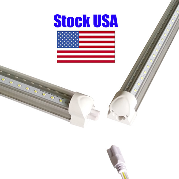 LED Tube Light 4ft 8ft V-Shaped Integrated LED T8 Tube Light 4 5 6 Foot Long LED Light Tubes AC85-265V