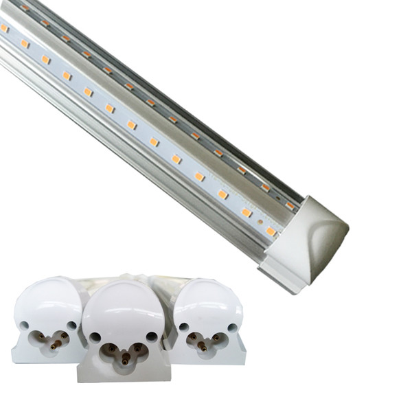 2022Stock in US + 4ft 8ft led t8 tube lights double rows SMD2835 led tubes 72w integrated 2.4m led Fluorescent lamps AC85-265V